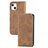 Leather Case Stands Flip Cover H30 Holder for Apple iPhone 15 Plus Brown