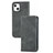 Leather Case Stands Flip Cover H30 Holder for Apple iPhone 15 Plus Dark Gray