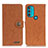 Leather Case Stands Flip Cover Holder A01D for Motorola Moto G71 5G Brown