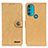 Leather Case Stands Flip Cover Holder A01D for Motorola Moto G71 5G Gold