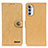 Leather Case Stands Flip Cover Holder A01D for Motorola Moto G71s 5G Gold