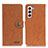 Leather Case Stands Flip Cover Holder A01D for Samsung Galaxy S21 FE 5G Brown