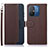 Leather Case Stands Flip Cover Holder A01D for Xiaomi Poco C55 Brown