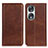 Leather Case Stands Flip Cover Holder A02D for Huawei Honor 90 5G Brown