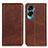 Leather Case Stands Flip Cover Holder A02D for Huawei Honor 90 Lite 5G Brown