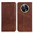 Leather Case Stands Flip Cover Holder A02D for Huawei Nova Y91 Brown