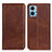 Leather Case Stands Flip Cover Holder A02D for Motorola Moto E22 Brown