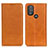 Leather Case Stands Flip Cover Holder A02D for Motorola Moto G Power (2022) Light Brown