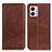 Leather Case Stands Flip Cover Holder A02D for Motorola Moto G53j 5G Brown