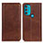 Leather Case Stands Flip Cover Holder A02D for Motorola Moto G71 5G Brown