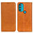 Leather Case Stands Flip Cover Holder A02D for Motorola Moto G71 5G Light Brown