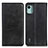 Leather Case Stands Flip Cover Holder A02D for Nokia C12 Black