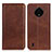 Leather Case Stands Flip Cover Holder A02D for Nokia C200 Brown