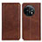 Leather Case Stands Flip Cover Holder A02D for OnePlus 11 5G Brown