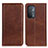 Leather Case Stands Flip Cover Holder A02D for OnePlus Nord N200 5G Brown