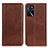 Leather Case Stands Flip Cover Holder A02D for Oppo A16 Brown