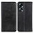 Leather Case Stands Flip Cover Holder A02D for Oppo A18 Black