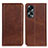 Leather Case Stands Flip Cover Holder A02D for Oppo A18 Brown