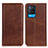 Leather Case Stands Flip Cover Holder A02D for Oppo A54 4G Brown