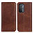 Leather Case Stands Flip Cover Holder A02D for Oppo A54 5G Brown