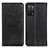 Leather Case Stands Flip Cover Holder A02D for Oppo A55 5G Black