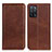 Leather Case Stands Flip Cover Holder A02D for Oppo A55 5G Brown