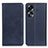 Leather Case Stands Flip Cover Holder A02D for Oppo A58 4G Blue