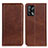 Leather Case Stands Flip Cover Holder A02D for Oppo F19 Brown