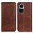 Leather Case Stands Flip Cover Holder A02D for Oppo Reno10 5G Brown