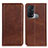 Leather Case Stands Flip Cover Holder A02D for Oppo Reno5 A Brown