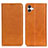 Leather Case Stands Flip Cover Holder A02D for Samsung Galaxy F04 Light Brown