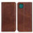 Leather Case Stands Flip Cover Holder A02D for Samsung Galaxy F42 5G Brown
