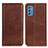 Leather Case Stands Flip Cover Holder A02D for Samsung Galaxy M52 5G Brown