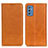 Leather Case Stands Flip Cover Holder A02D for Samsung Galaxy M52 5G Light Brown