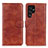 Leather Case Stands Flip Cover Holder A02D for Samsung Galaxy S21 Ultra 5G Brown