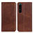 Leather Case Stands Flip Cover Holder A02D for Sony Xperia 1 IV Brown