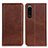 Leather Case Stands Flip Cover Holder A02D for Sony Xperia 5 III SO-53B Brown