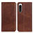 Leather Case Stands Flip Cover Holder A02D for Sony Xperia 5 IV Brown