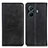 Leather Case Stands Flip Cover Holder A02D for Vivo T1 5G Black