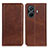 Leather Case Stands Flip Cover Holder A02D for Vivo T1 Pro 5G Brown