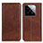 Leather Case Stands Flip Cover Holder A02D for Xiaomi Mi 14 5G Brown