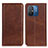 Leather Case Stands Flip Cover Holder A02D for Xiaomi Poco C55 Brown