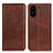 Leather Case Stands Flip Cover Holder A02D for Xiaomi Poco C65 Brown