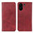 Leather Case Stands Flip Cover Holder A02D for Xiaomi Poco C65 Red