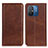 Leather Case Stands Flip Cover Holder A02D for Xiaomi Redmi 11A 4G Brown