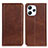 Leather Case Stands Flip Cover Holder A02D for Xiaomi Redmi 12 4G Brown