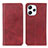 Leather Case Stands Flip Cover Holder A02D for Xiaomi Redmi 12 4G Red