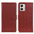 Leather Case Stands Flip Cover Holder A03D for Motorola Moto G53j 5G Brown