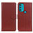 Leather Case Stands Flip Cover Holder A03D for Motorola Moto G71 5G Brown