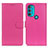 Leather Case Stands Flip Cover Holder A03D for Motorola Moto G71 5G Hot Pink